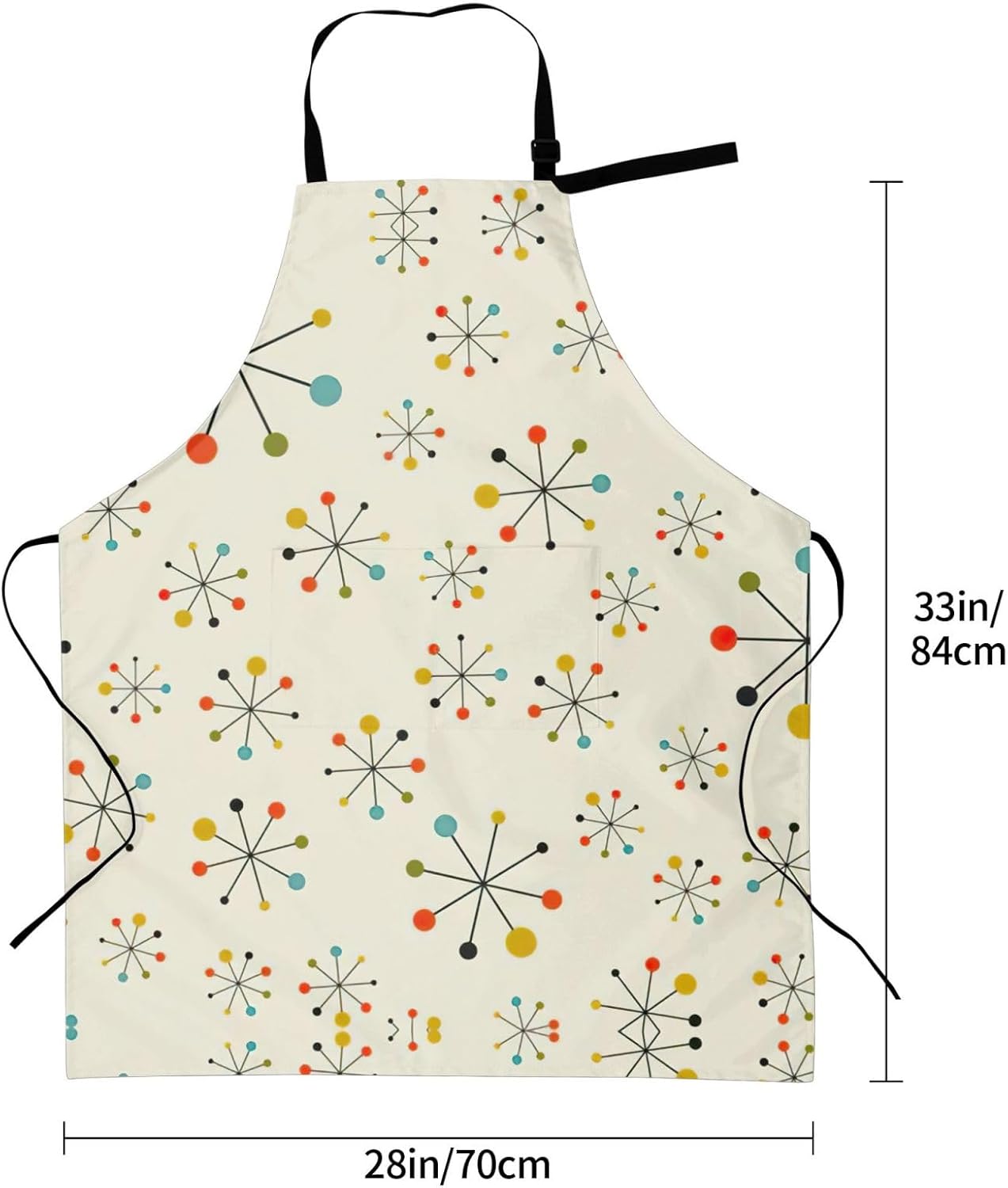 Retro Modern Print Laundry apron 28x33 In Waterproof Kitchen Apron with Pockets for Cooking Baking