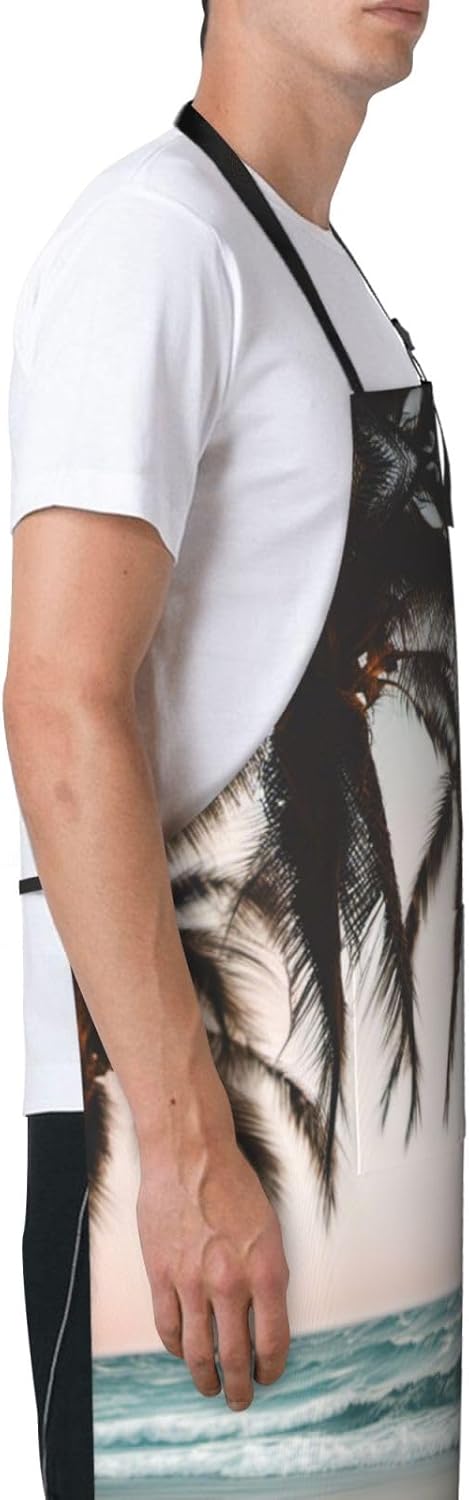 cartoon pigeon 1 print Waterproof chef's apron with pocket apron for k