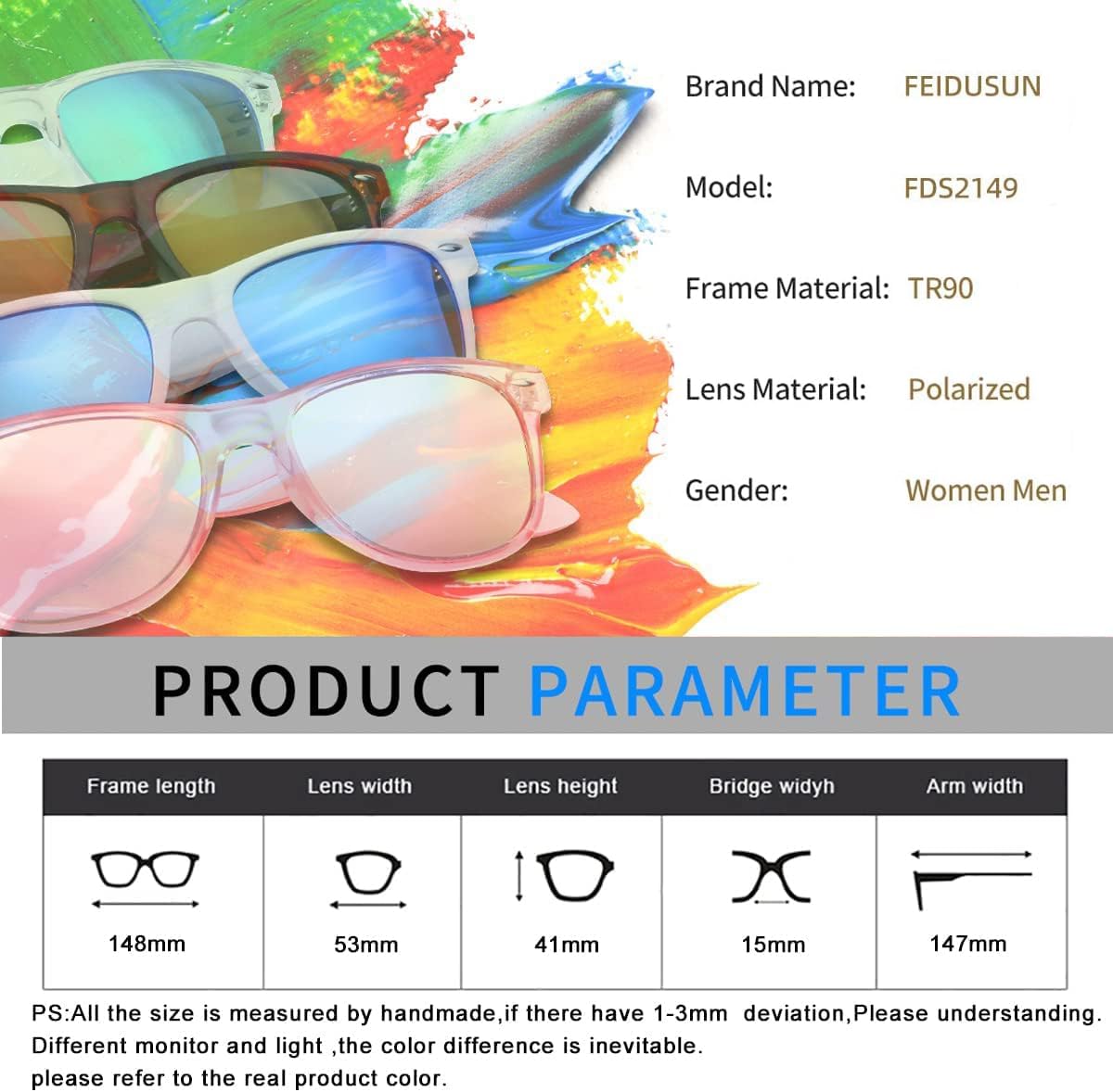 FEIDUSUN Sunglasses Men Polarized Sunglasses for Mens and Womens,Black