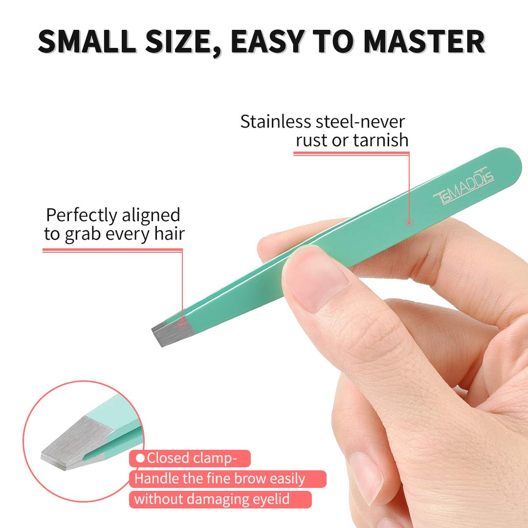 TsMADDTs 6 pcs Tweezers Set for Women, Eyebrow Tweezers with Curved Sc