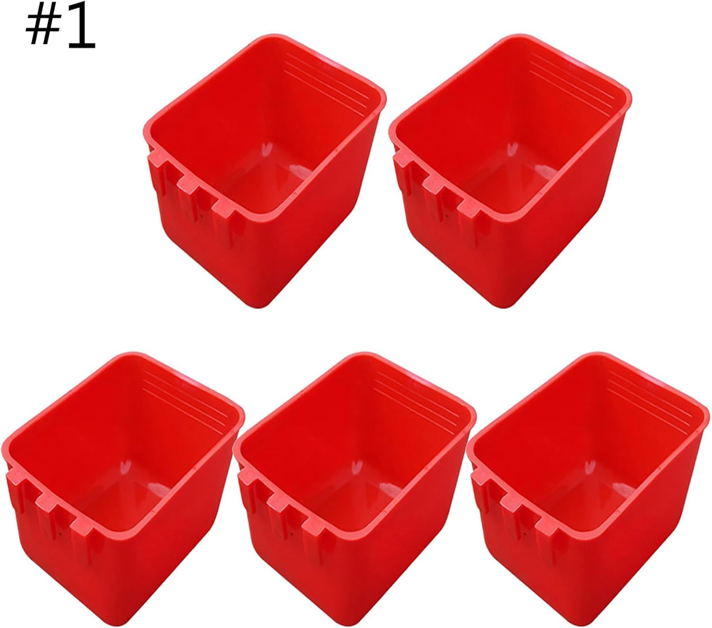 Pack of 5 Bird Feeders Food Cups for Poultry and Birds Pet Supplies Chicken Feeder Feeding Equipment Cage Bird Feeders for Small Birds, Square