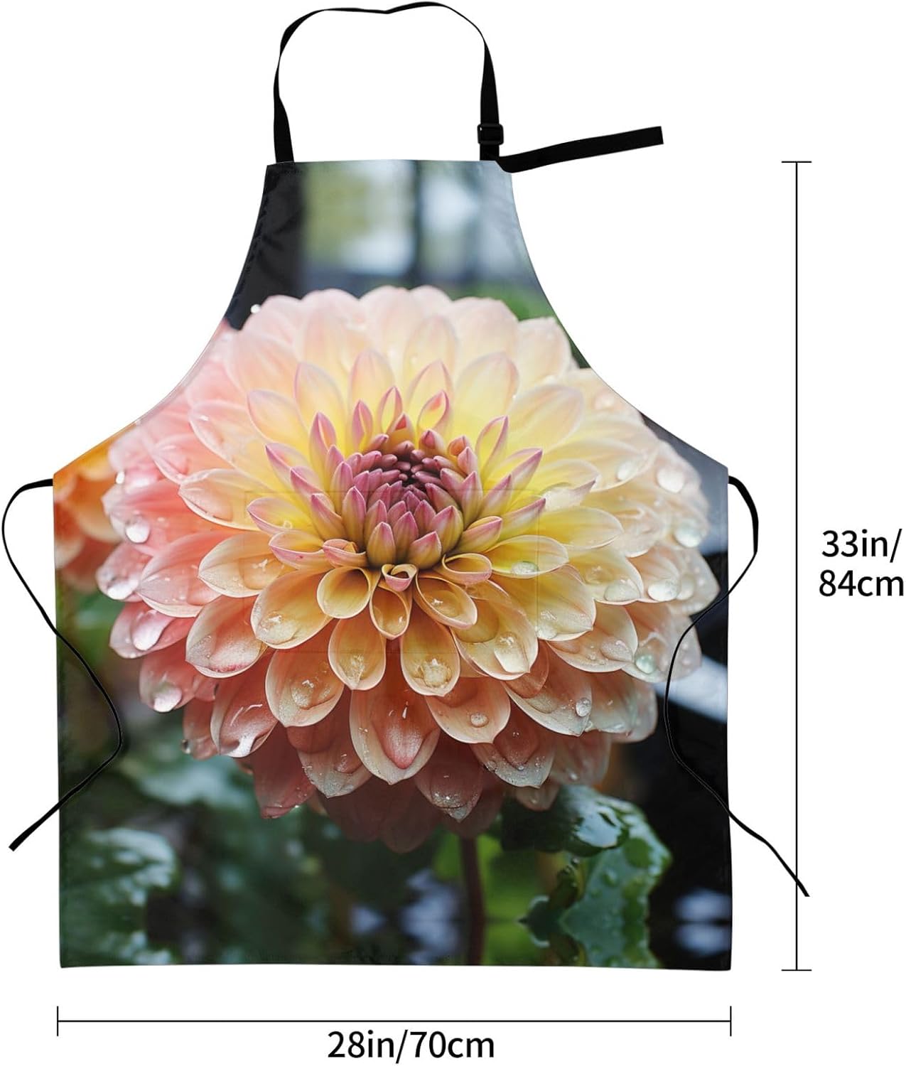 Pretty Flowers print Waterproof apron with pocket adjustable cooking apron for adult kitchen bibs to bake