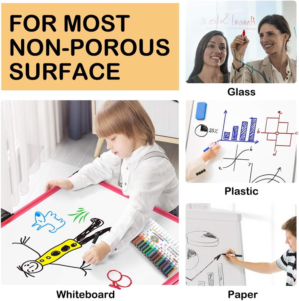 Shuttle Art Magnetic Whiteboard Markers, 20 Pieces Fine Tip and Eraser