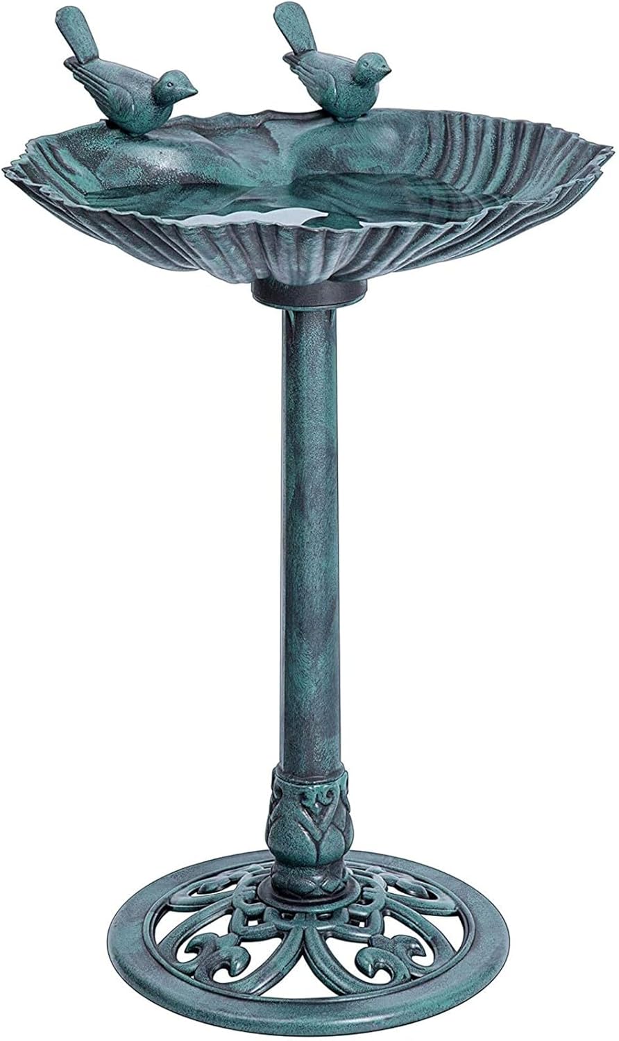 32inch Antique Bird Bath Outside Garden Weather Resistant Polyresin Backyard Expressions
