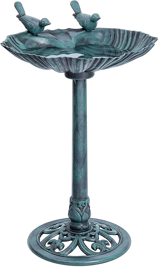 32inch Antique Bird Bath Outside Garden Weather Resistant Polyresin Backyard Expressions
