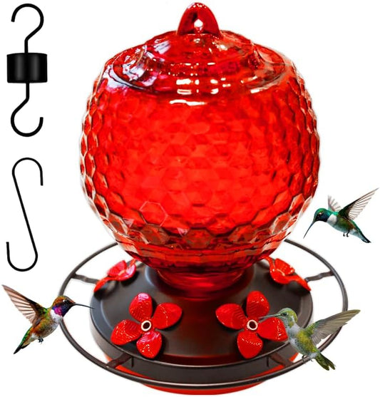 Glass Hummingbirds Feeder for Outdoors Hanging,25 OZ Humming Birds Feeder for Outdoors,Hummingbird Gifts,Gardening Gifts for Women