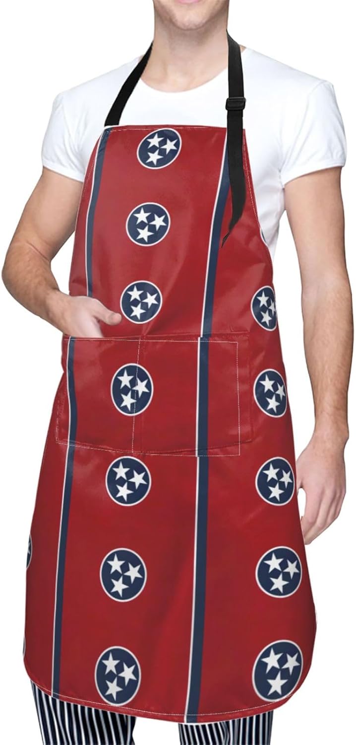 YANYU Tennessee flag Print 28x33 In Kitchen Apron Stylish Chef Apron with Pockets for Cooking Baking Painting