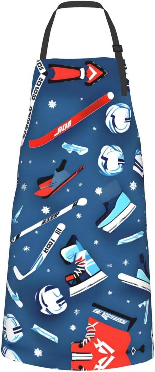 Ice Hockey print print Waterproof apron with pocket adjustable cooking apron for adult kitchen bibs to bake