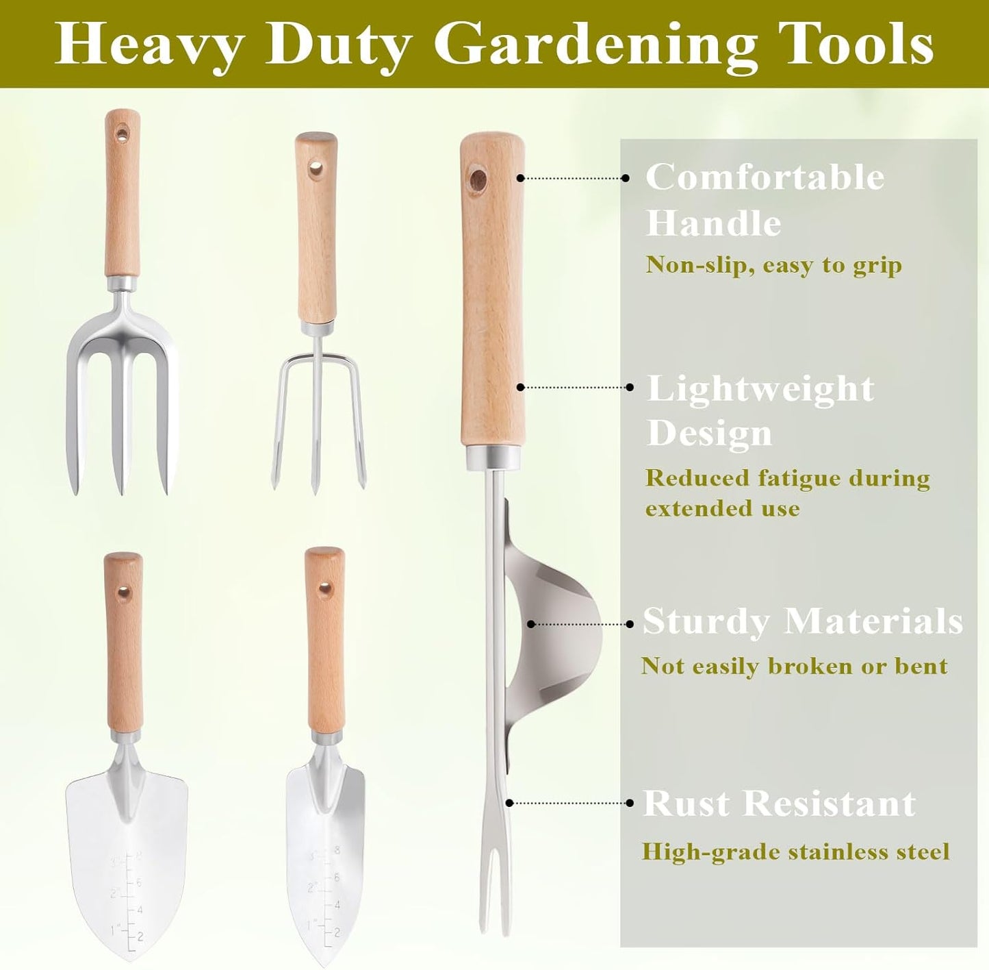 15-Piece Garden Tool Set for Women, Heavy Duty Gardening Kit with Flor