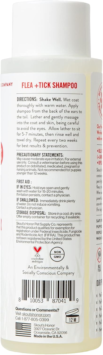 Skout's Honor Flea and Tick Shampoo for Dogs - Natural Peppermint & Ce
