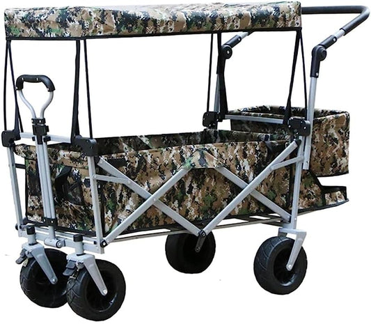 Handcart, Wide Wheel Foldable Trolley Cart with Adjustable Handle and 