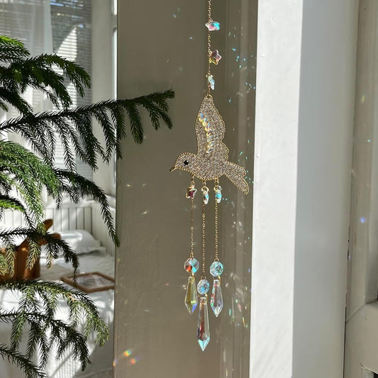 Rhinestones Hummingbirds Crystal Suncatcher Indoor Window Hanging Sparkling Bird Prism Sun Catchers