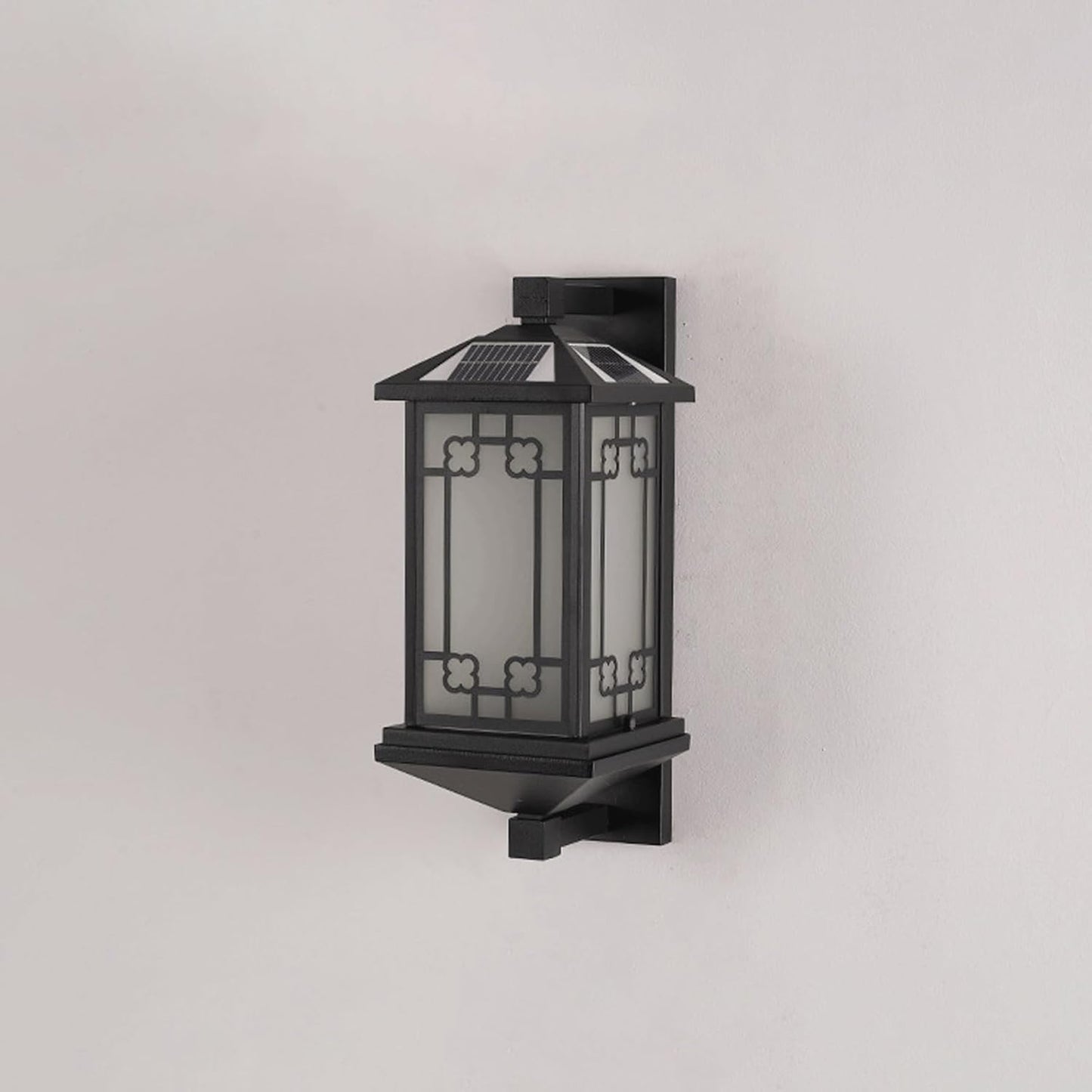 Solar Outdoor Wall Lantern IP65 Waterproof, Black Exterior Sconce Lamp