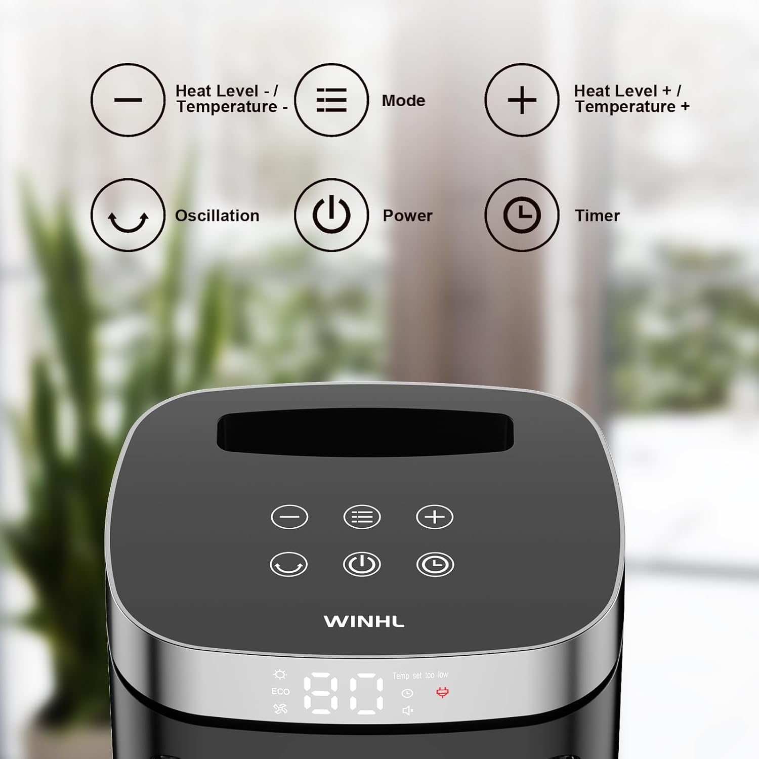 Space Heater, WINHL 17 Inches Electric Heaters for Indoor Use with The