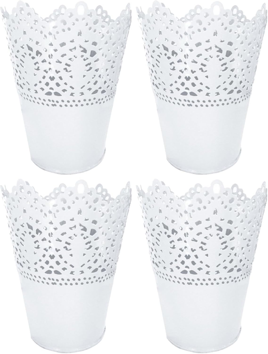 BESTOYARD 4 Pcs White Iron Floral Vase, Tabletop Flower Pot, Wedding B