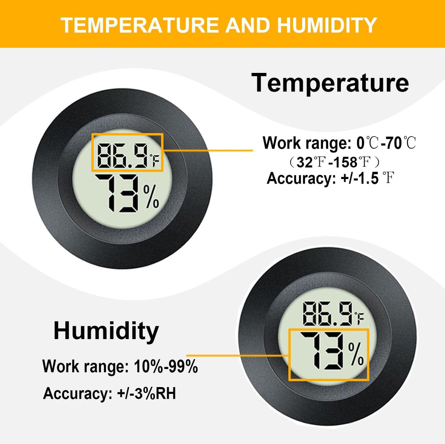 2 Pack Hygrometer Thermometer Digital Humidity Meter Indoor/Outdoor Hu