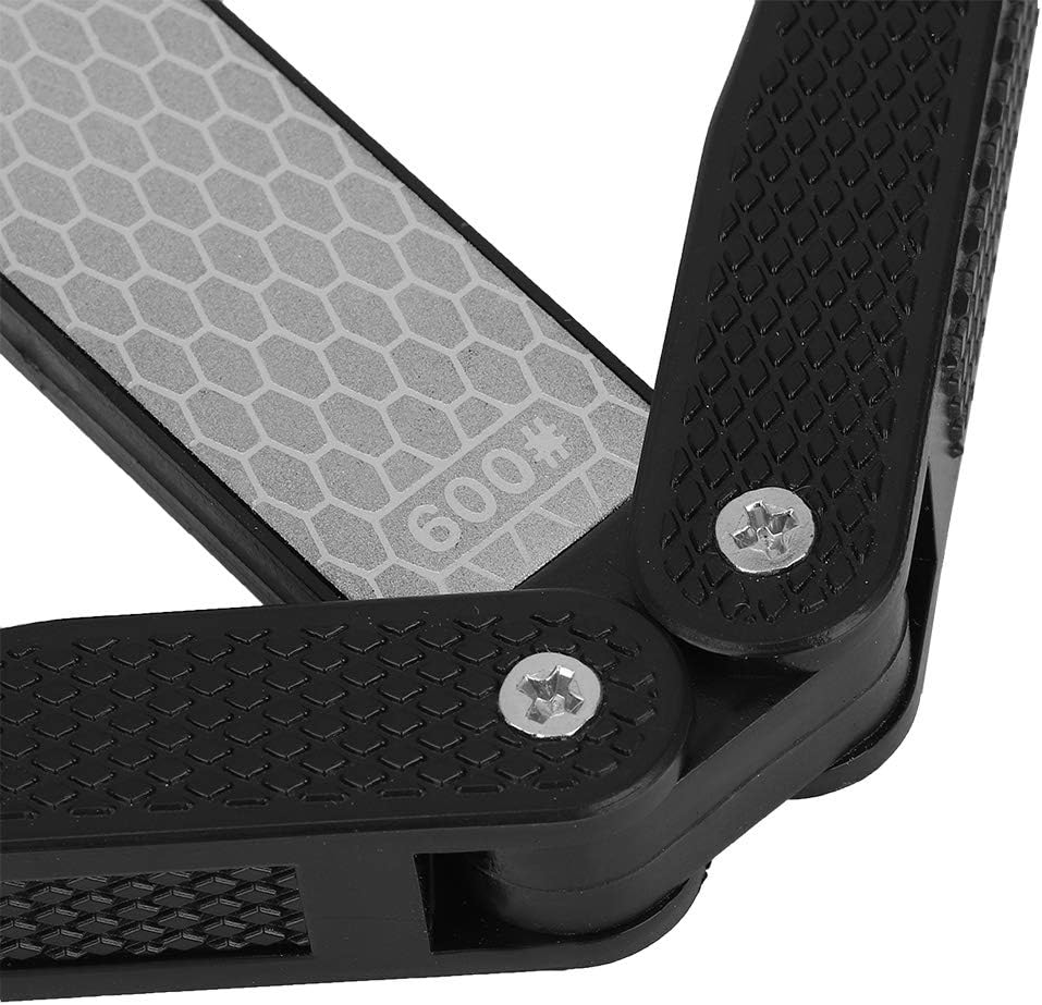 Double Sided Sharpener, Garden Tool Sharpener Knife Sharpener Folding Pocket Knife Sharpener Portable Sharpening Stone for Scissor Pruners Loppers(New black)
