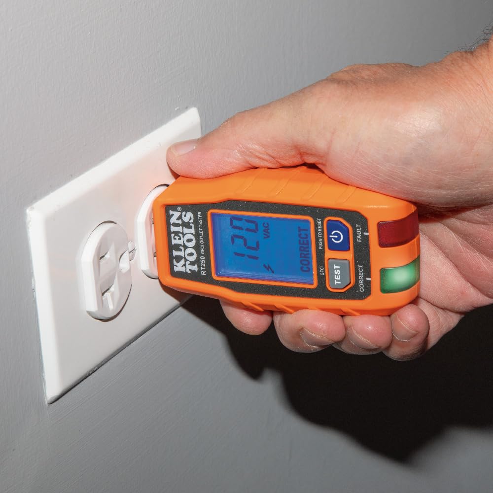 Klein Tools RT250 GFCI Outlet Tester with LCD Display, Electric Voltag