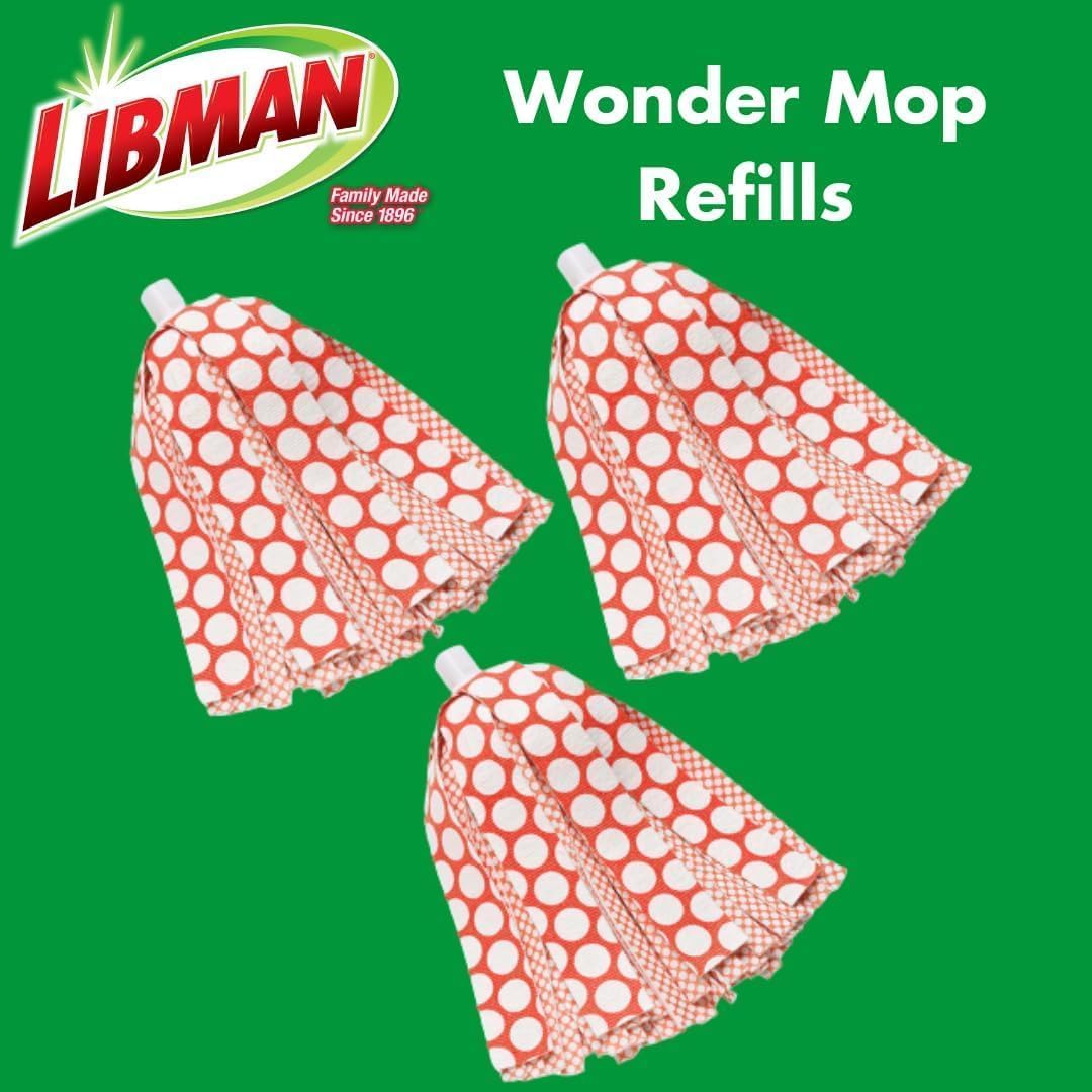 Libman Wonder Mop Head Replacement | Absorbent Microfiber | Self Wringing | Best Refill | Machine Washable | Multi-Surface Floor Mop | 3 Replacement Pads