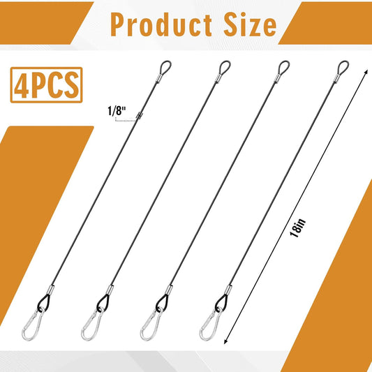 4 Pcs Wire for Bird Feeder Hook 18in Hanging Steel Cable with Carabiner Hook Hanging Chain Cable Rope for Bird Feeders Tree Planters Lanterns Yard Easter Decorations