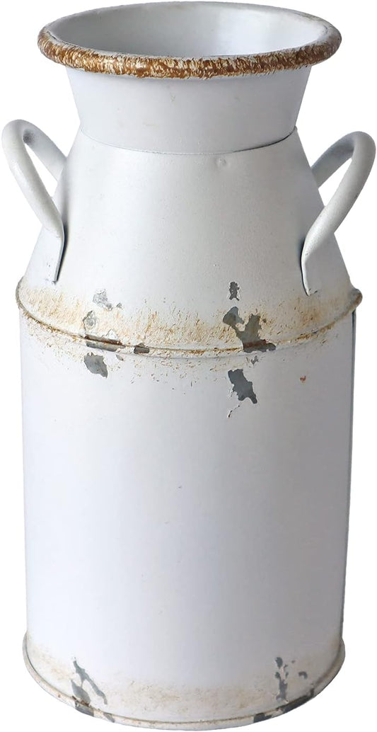 Galvanized Milk Can Antique Retro Vase Metal Planter Rustic Vintage Pr