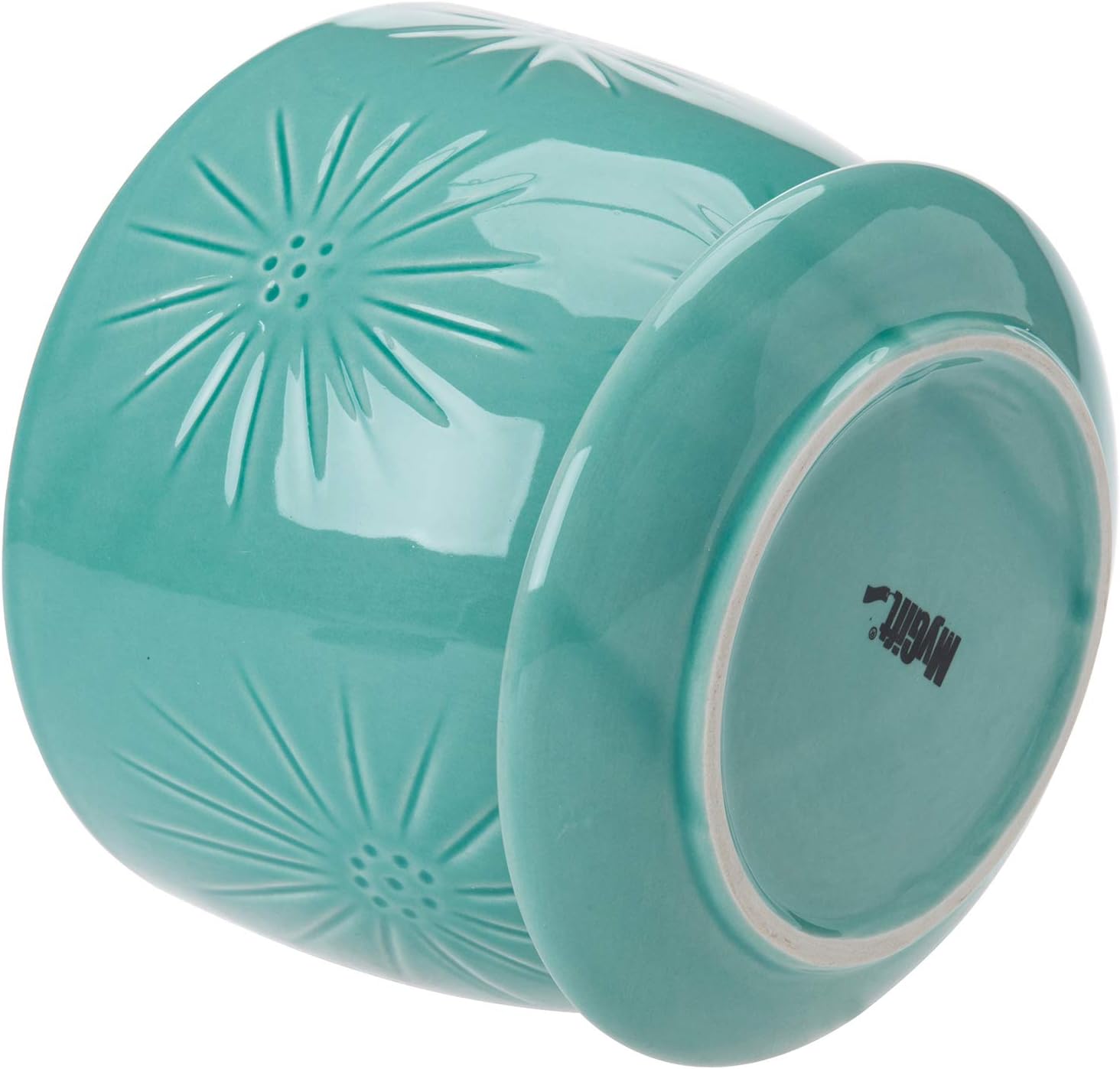 MyGift 7 Inch Round Turquoise Ceramic Plant Pot with Drainage Hole and