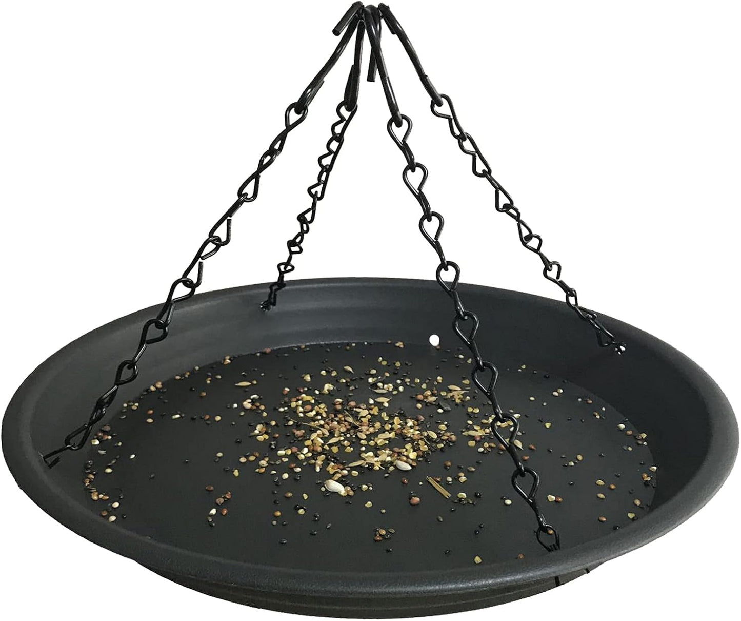 12.8" Homes Garden Platform Bird Feeder, Large Hanging Tray Squirrel Feeder, Seed Catcher Tray, Bird Viewing, Backyard, Large Capacity, Black