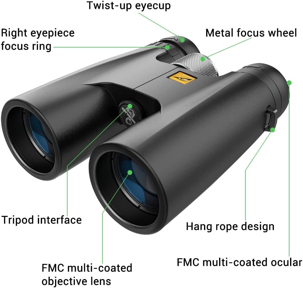 10x42 Binoculars for Adults High Powered - HD Binoculars for Bird Watching, and Hunting w. Carrying Bag - Travel Essentials, Cruise Ship Essentials and Camping Gear