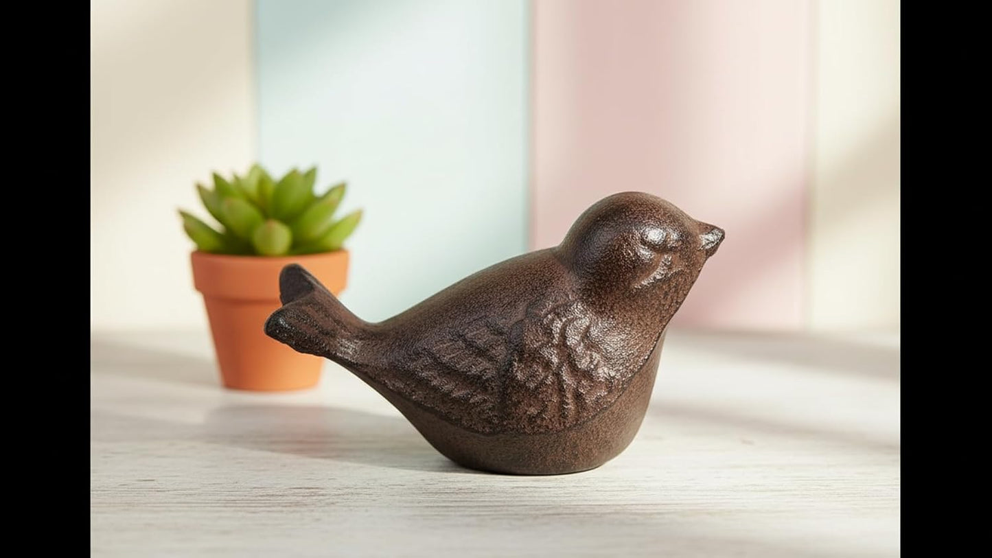 Comfy Hour 3.5" Heavy Duty Cast Iron Bird Figurine, Decorative Vintage