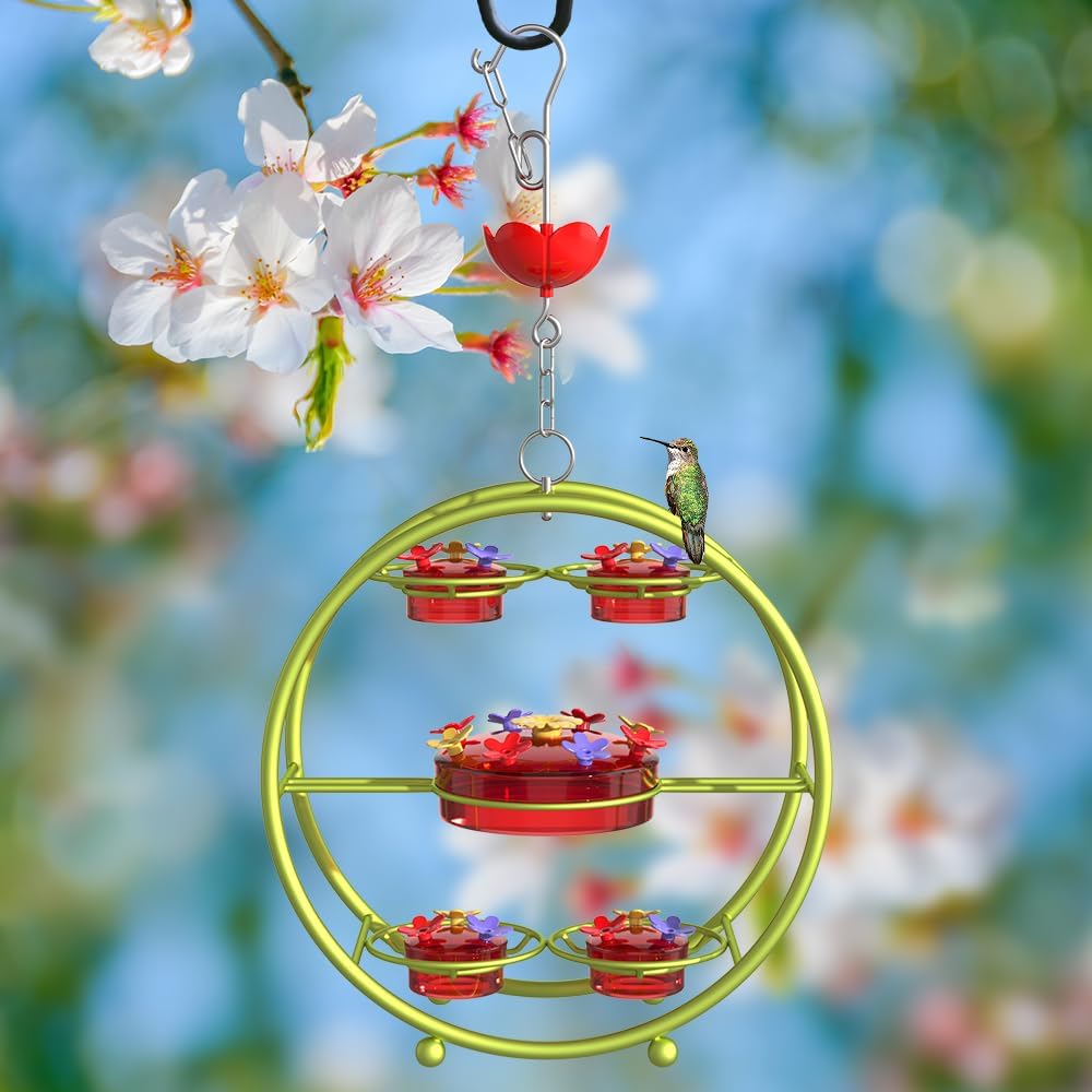 Hummingbird Feeders for Outdoors - Multi-Port, Top-Filling - Ant & Bee Proof, Ideal Garden Decor