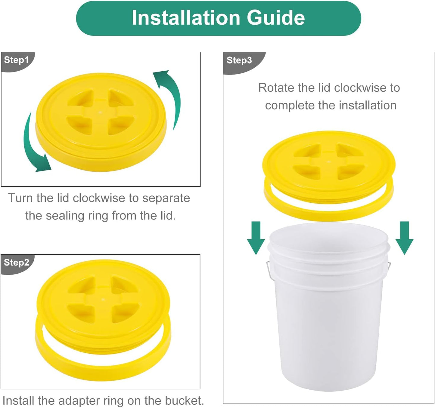2 Pieces 5 Gallon Bucket Lid with Bucket Lid Opener,Plastic Storage Bucket Leak-Proof Screw Seal Lids,Pet Food Storage Container Lid for Home Paint Storage Buckets