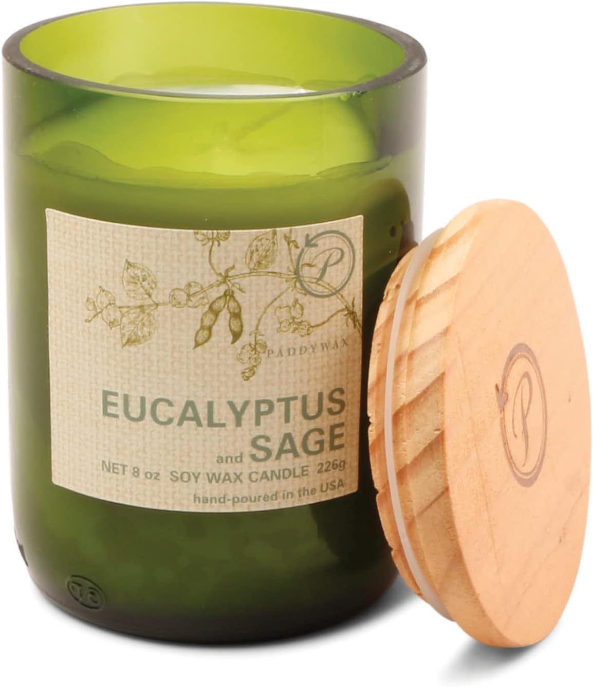 Paddywax Eco Collection Soy Wax Blend Candle in Glass Jar, Eucalyptus 
