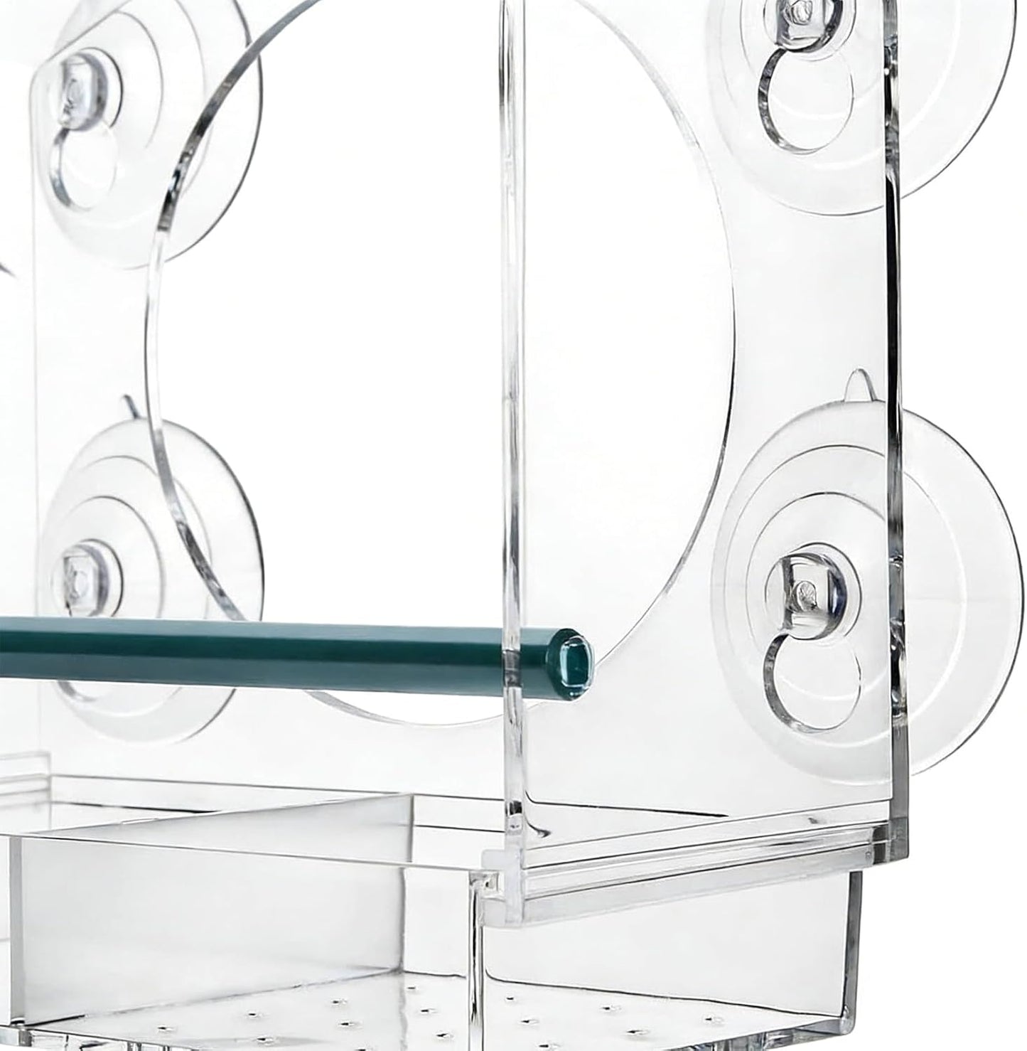Suction Cup Bird Feeder, Spill-Proof Food Box, Detachable Clear Acrylic Feeder for Window Viewing, Indoor and Outdoor Bird Watching, Perfect for Deck, Patio, Balcony, Kids’ Observation, and Backyard