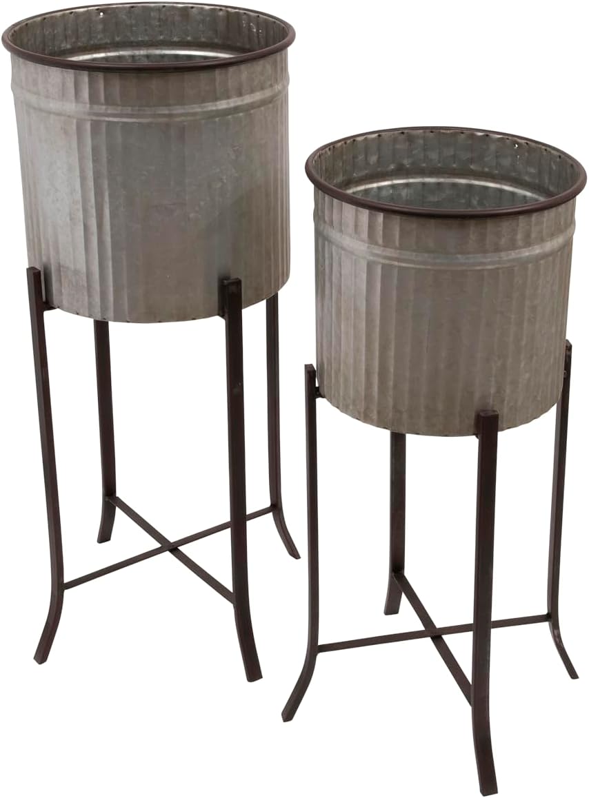 Creative Co-Op Set of 2 Iron Planters on Stands