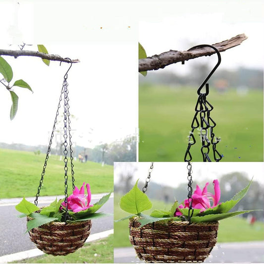 6 Pcs Hanging Chain, Heavy Duty 15.7 Inch Hanging Flower Basket Galvanized Replacement Chain -3Point Garden Plant Hanger for Outdoor Bird Feeders, Planters and Lanterns (Black) ¡­