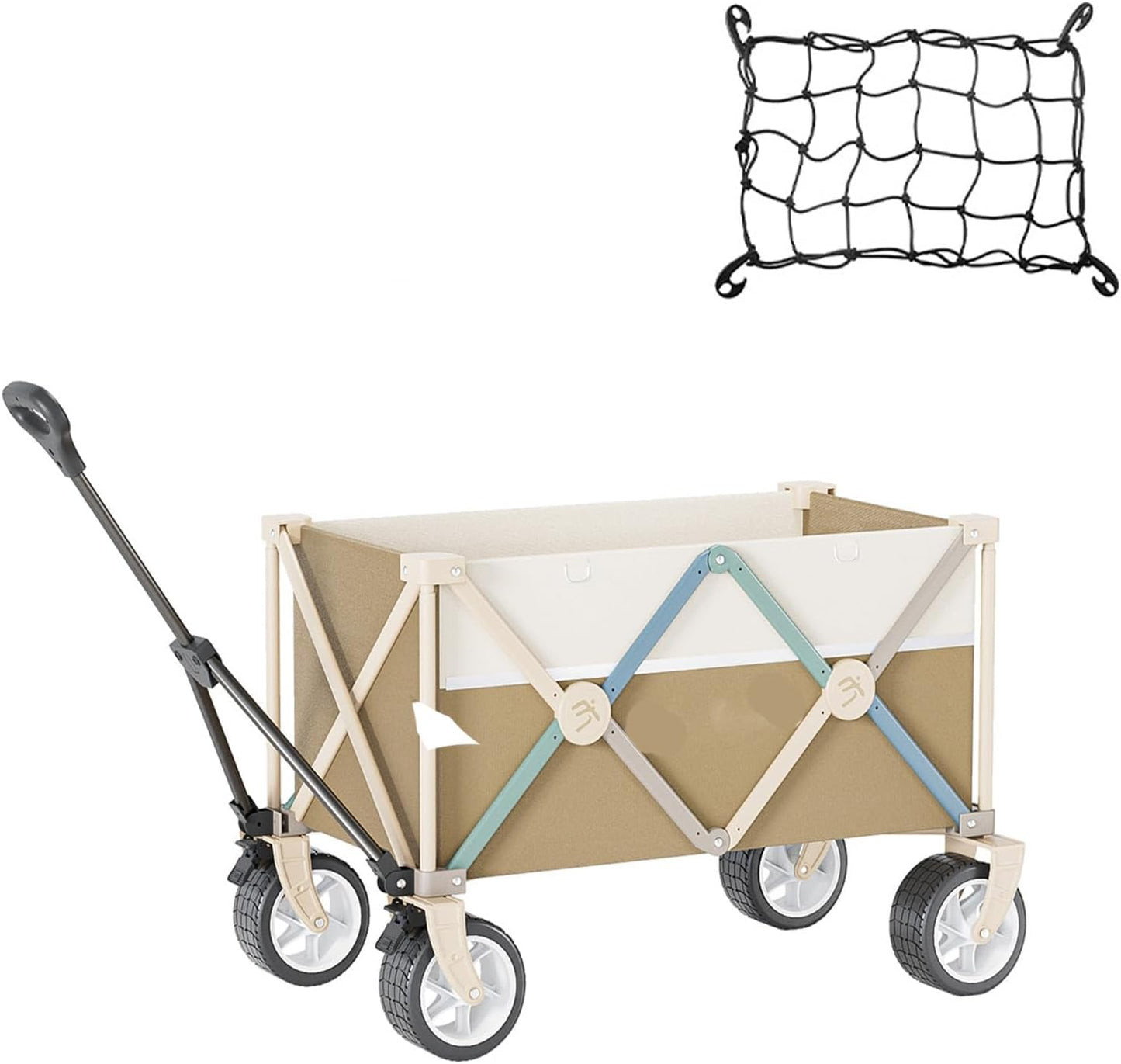 Portable Folding Camping Trolley - 300L Capacity, Festive Design, Quick-Fold for Easy Storage, 360° Swivel Wheels for Effortless Transport