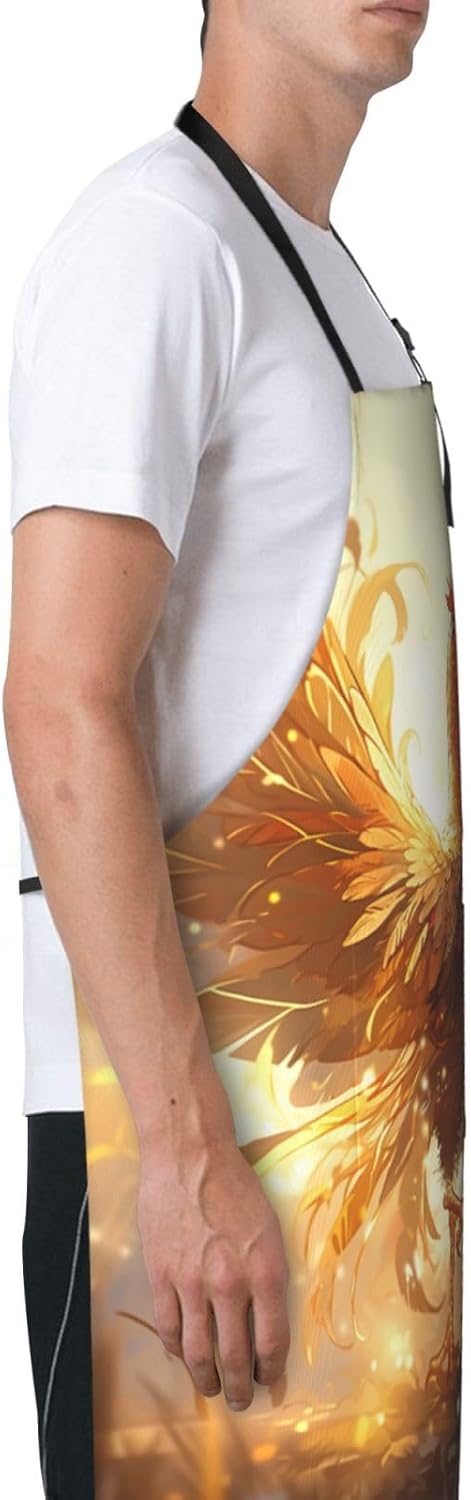 Shine Rooster print Waterproof apron with pocket adjustable cooking apron for adult kitchen bibs to bake