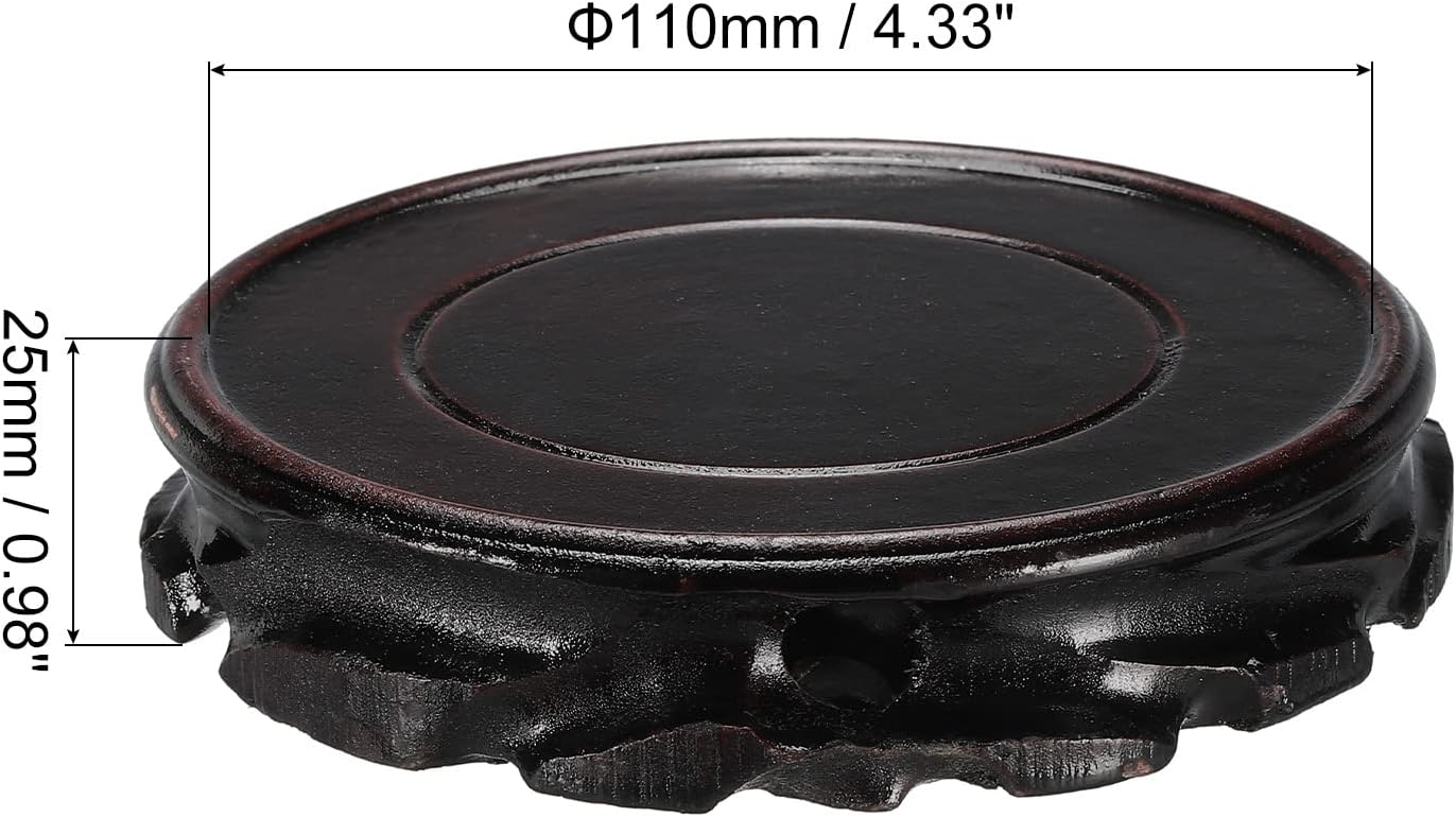 MECCANIXITY Wooden Stand Holders Displays Base 110mm Diameter Black for Vase Bonsai Stone