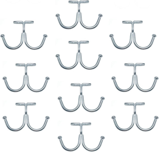 10 Pcs Double Prong Ceiling Hook, Under Cabinet Hooks, Heavy Duty Hook Under Wardrobe Organizer for Hanging Home Office Kitchen Utensils Keys Towel Bags Towel Cup, Garden Plant Hanger Hooks