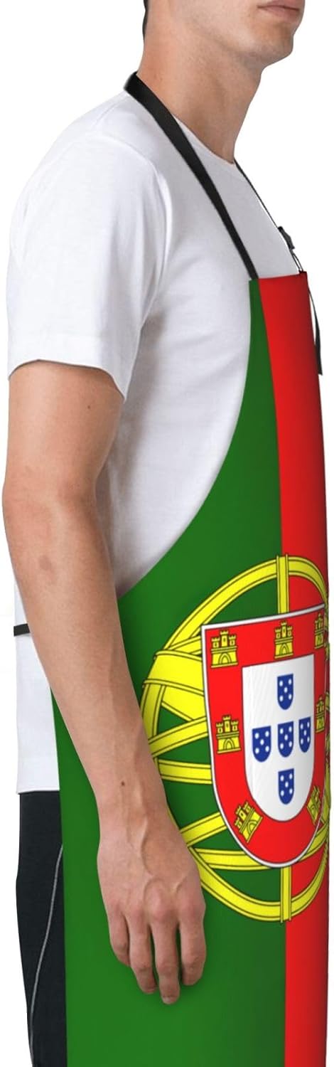 Portuguese flag print Waterproof apron with pocket adjustable cooking apron for adult kitchen bibs to bake