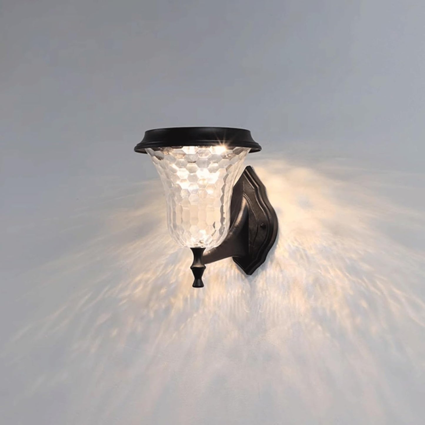 Solar Wall Sconce, Exterior Wall Light, Wall Lamp, LED Aluminum with PC Shade, Remote Dusk to Dawn Waterproof Lantern for Porch Patio Garden Entryway Villa Yard Facade Gate Cottage