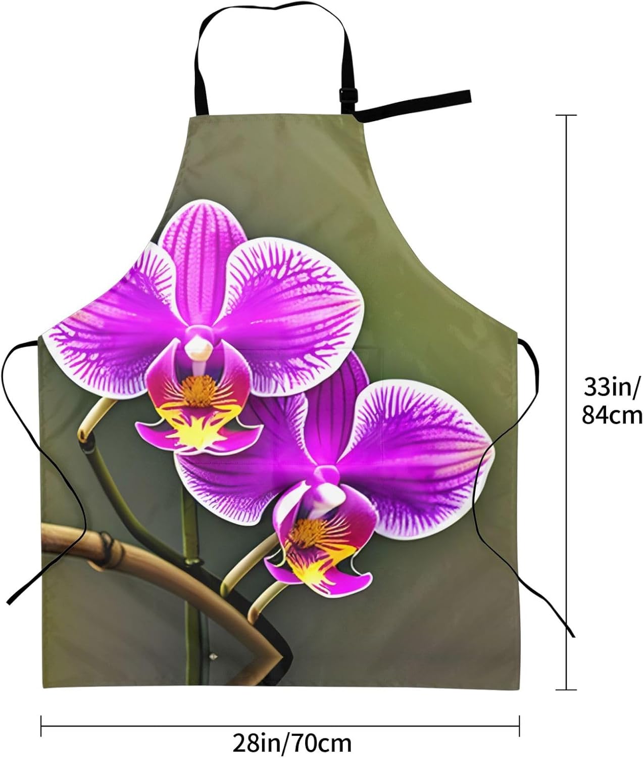 Orchid Flower print Waterproof apron with pocket adjustable cooking apron for adult kitchen bibs to bake