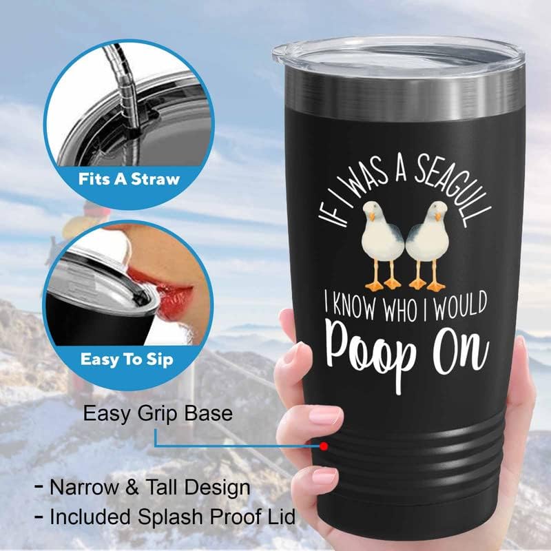 Bird Lover Black Edition Viking Tumbler 20oz - Seagull Poop on - Hummi