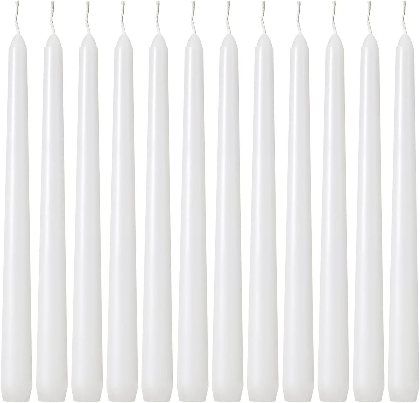 Kedtui Taper Candles 10 inch (H) Dripless, Set of 24 White Unscented and Smokeless Taper Candles Long Burning, Paraffin Wax with Cotton Wicks for Burning 8 Hours Time