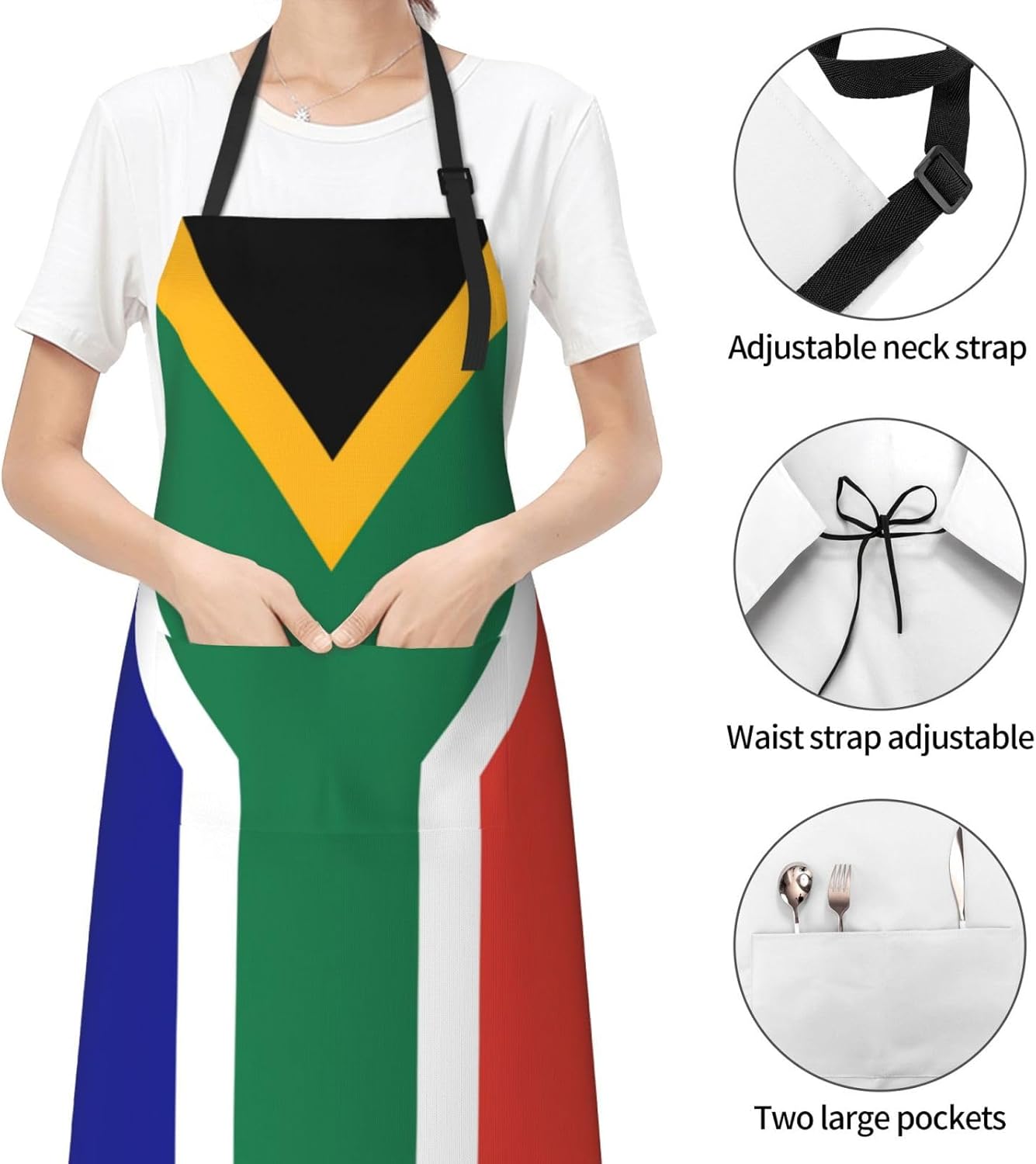 South African flag print Waterproof chef's apron with pocket apron for