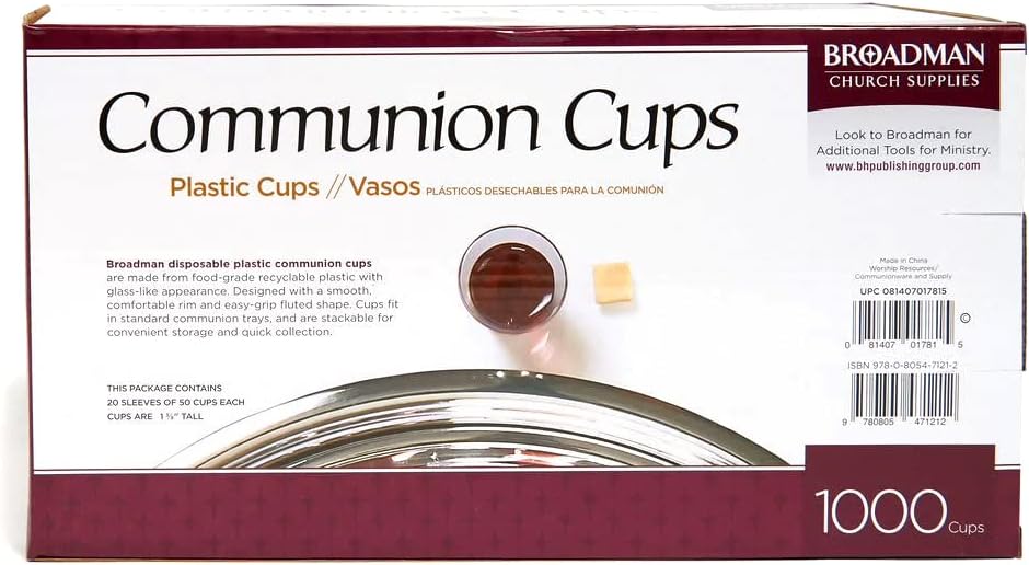 BROADMAN CHURCH SUPPLIES Plastic, Disposable, Recyclable Communion Cups, 1000 Count