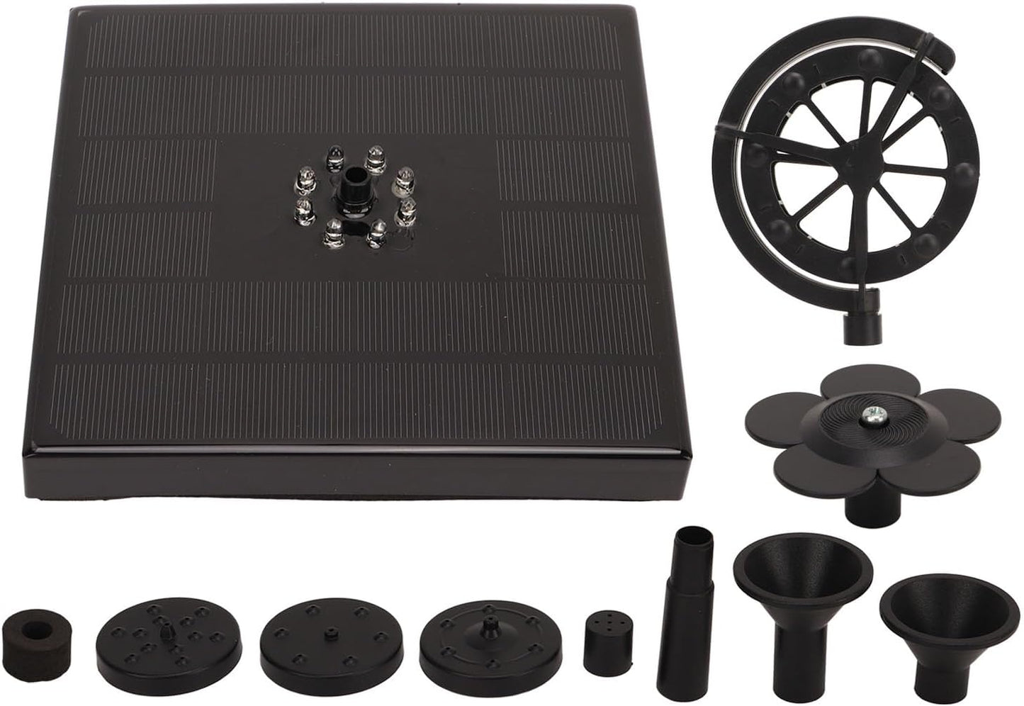 Pilipane Solar Fountain Pump with LED Color Light Solar Powered Bird Bath Fountain 8 Nozzles Windmill for Outdoors Garden ABS PC Material 165x165x128.5mm