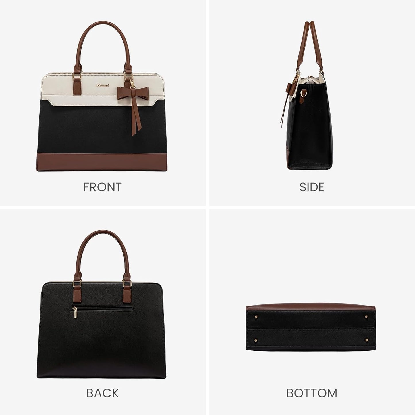 LOVEVOOK Laptop Tote Bag for Women,Leather Work Bag, Waterproof Busine