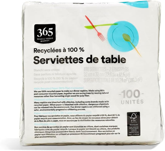 365 by Whole Foods Market, Dinner Napkins, 2-Ply, 100 Count