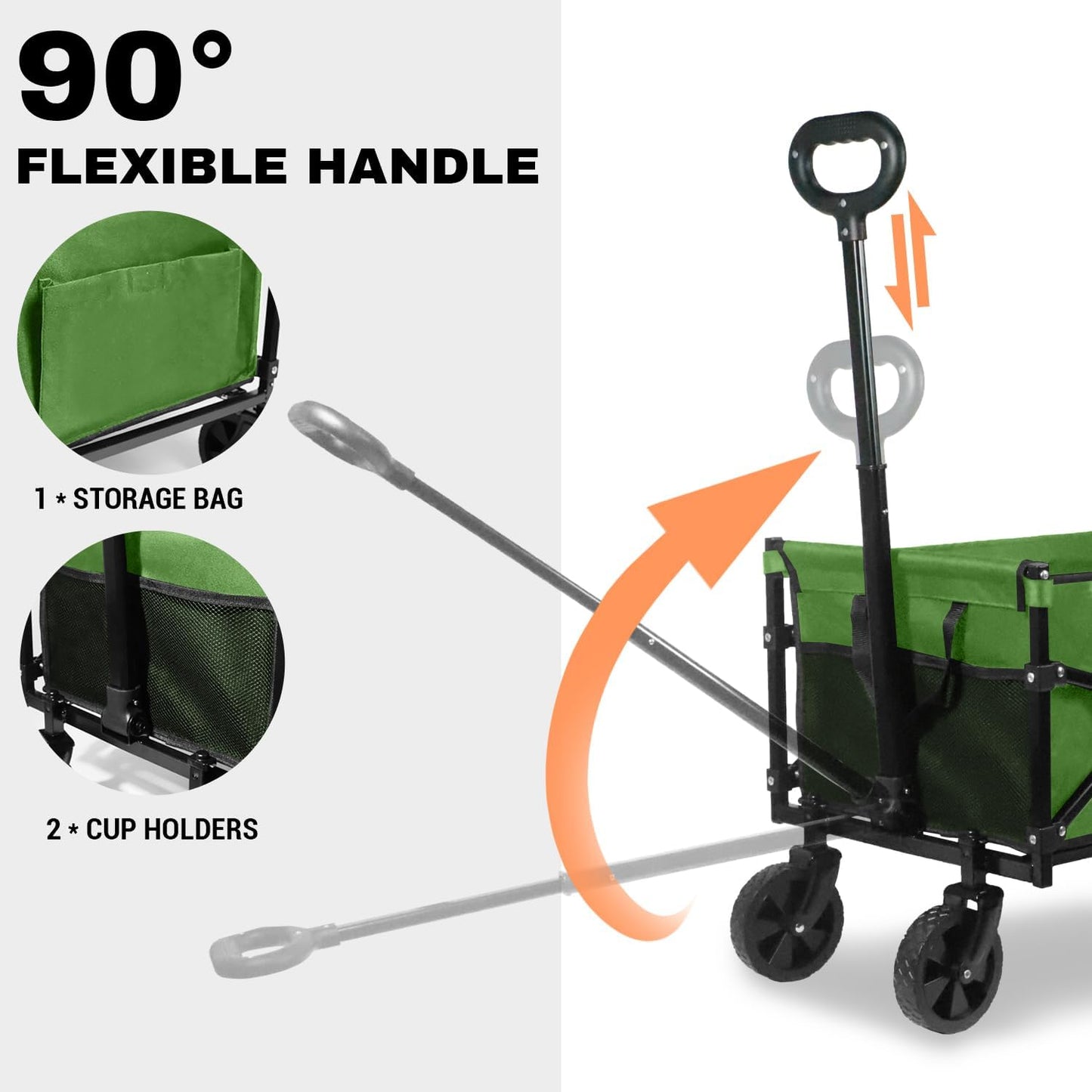 Collapsible Wagon 352LBS Capacity, Foldable Large Wagons Carts, Heavy 